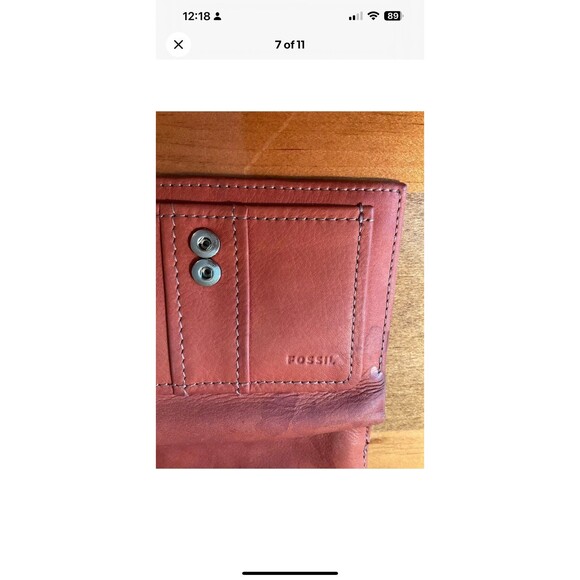 Fossil Genuine Leather Brown Trifold ID Envelope Wallet Snap Closure Vintage - Picture 7 of 11